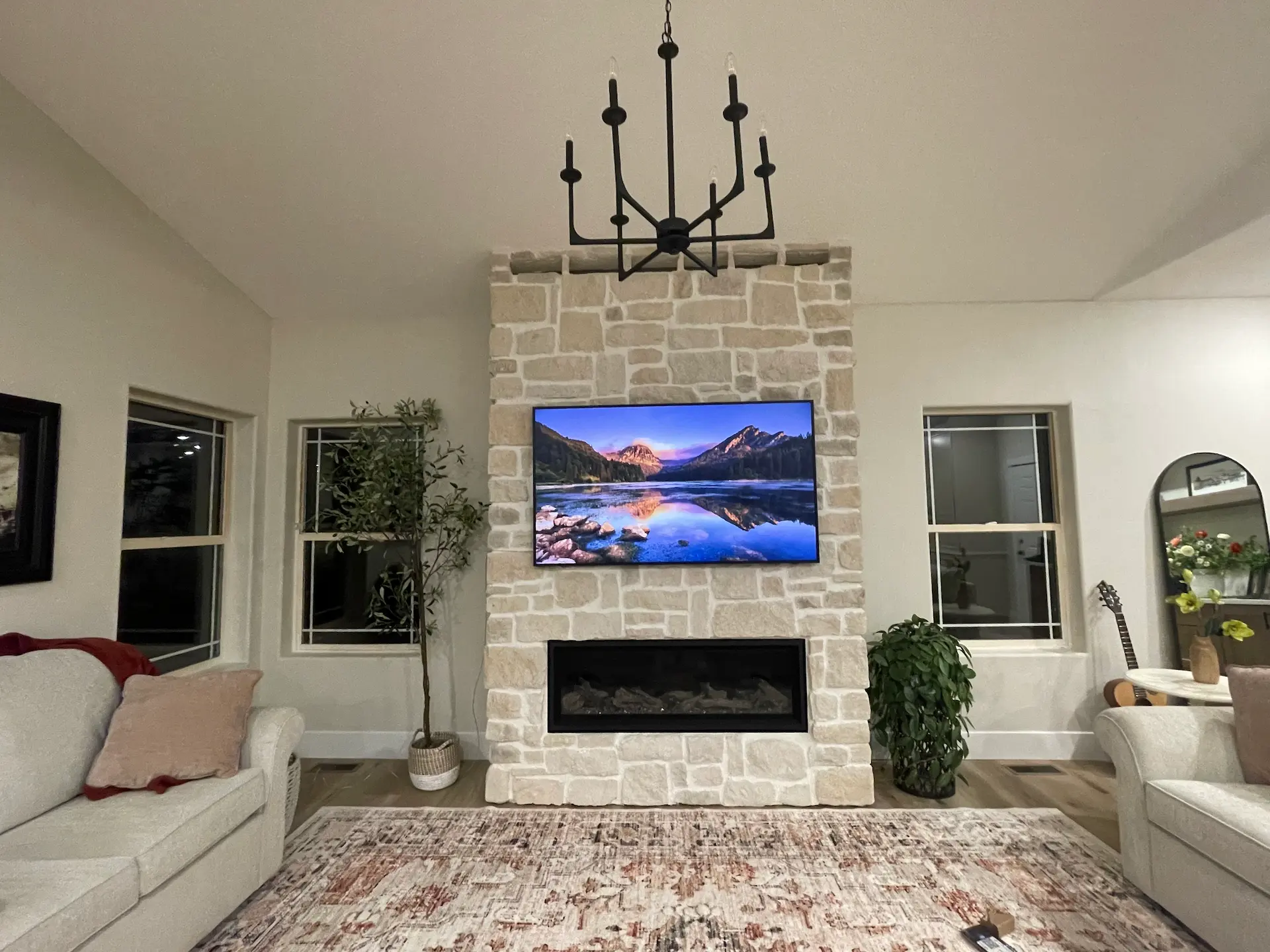 Stone Fireplace Feature Wall